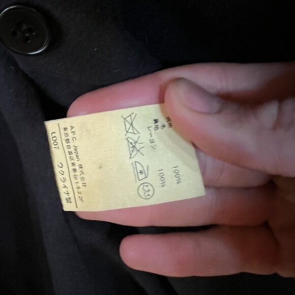 Vintage A.P.C Wool Peacoat, Made in France, Black, Size Small, RARE! - Picture 8 of 8